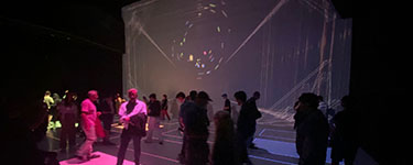 Presenting the installation at the Deep Space in the Ars Electronica Center