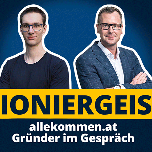 Cover design for the podcast of the allkommen.at founders