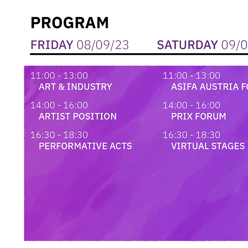Overview schedule design with the most important events