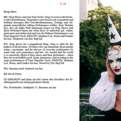 Content page of the festival booklet